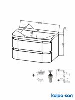 Lavabo sa ormarićem 80cm Vittoria-siva KolpaSan-2
