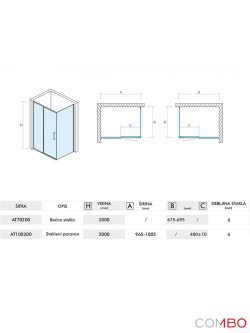 Tuš kabina Quartz Ker 100x70x200cm Atlantis-2