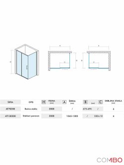 Tuš kabi-2na Quartz Ker 130x70x200cm Atlantis-2