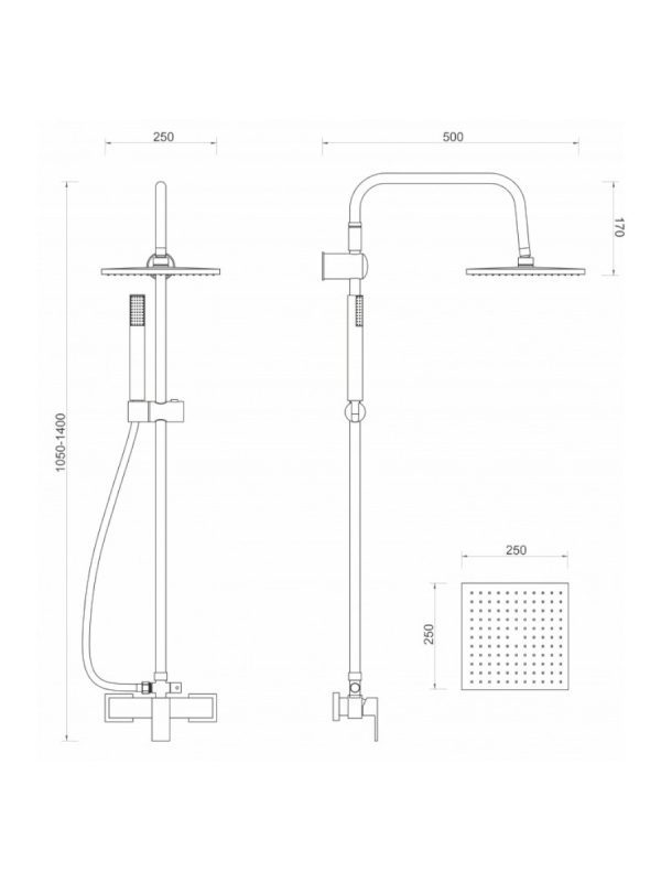 Usponski tuš komplet Minotti MUT-045/1513C 1