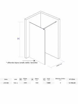 Walk-in paravan Projecto Quartz 100x200cm-2