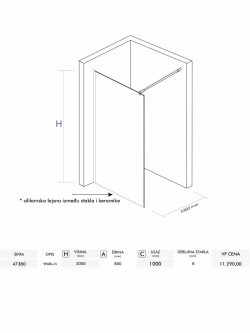 Walk-in paravan Projecto Quartz 80x200cm-2