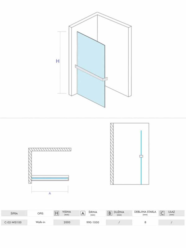 Paravan Copen Monte Superiore 100x200cm Hrom-4
