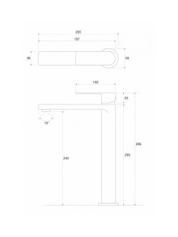Baterija za lavabo visoka Copen Nook C-01-101MB/BTG 1