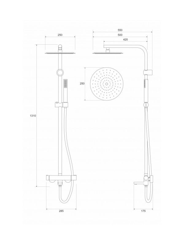 Usponski tuš okrugli set Copen Nook C-01-110BTG 1