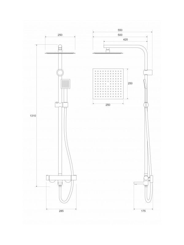 Usponski tuš četvrtasti set Copen Nook C-01-111MB 1