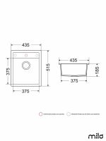 Granitna sudopera 43.5x51.5cm Pure sand Alpha-2