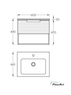 Lavabo sa ormarićem PinoArt Piedra 60HOR-1046-3