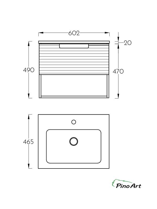 Lavabo sa ormarićem PinoArt Piedra 60HOR-1046-3