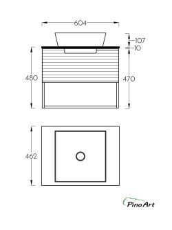 Lavabo sa ormarićem PinoArt Piedra 60HOR-1069-3