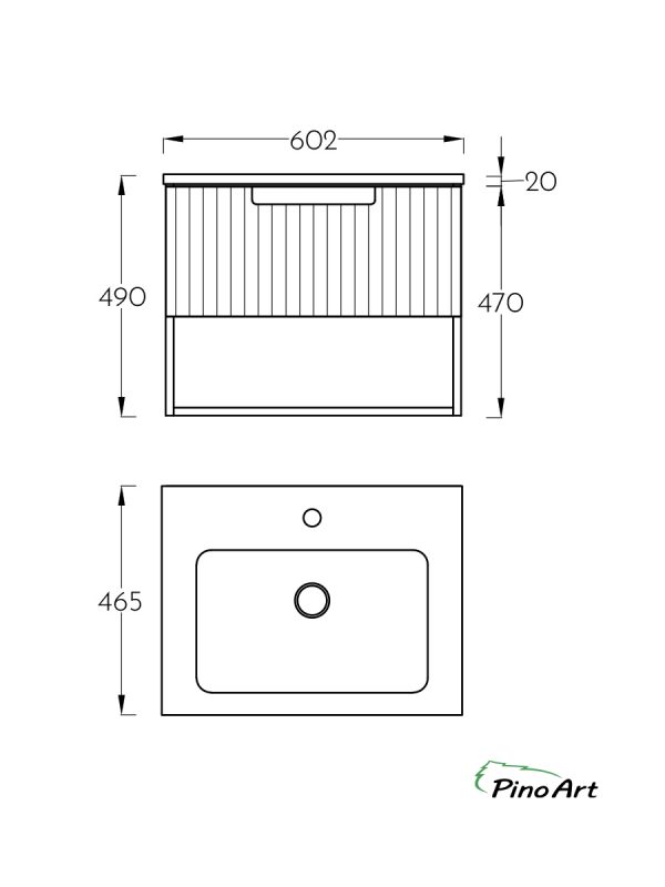 Lavabo sa ormarićem PinoArt Piedra 60VER-1048-2