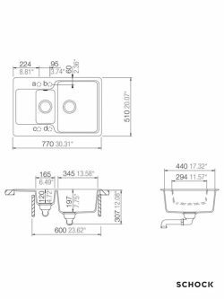 Granitna sudopera Manhattan D150 77x51cm Crna-2