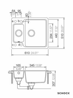 Granitna sudopera Manhattan N150 61x51cm Bela-2