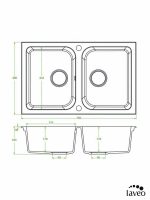Granitna sudopera dupla Celia 76x48cm Bela-2