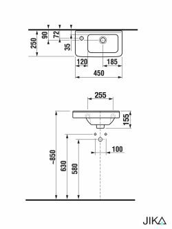 Lavabo Jika Cubito Pure 45x25cm -2
