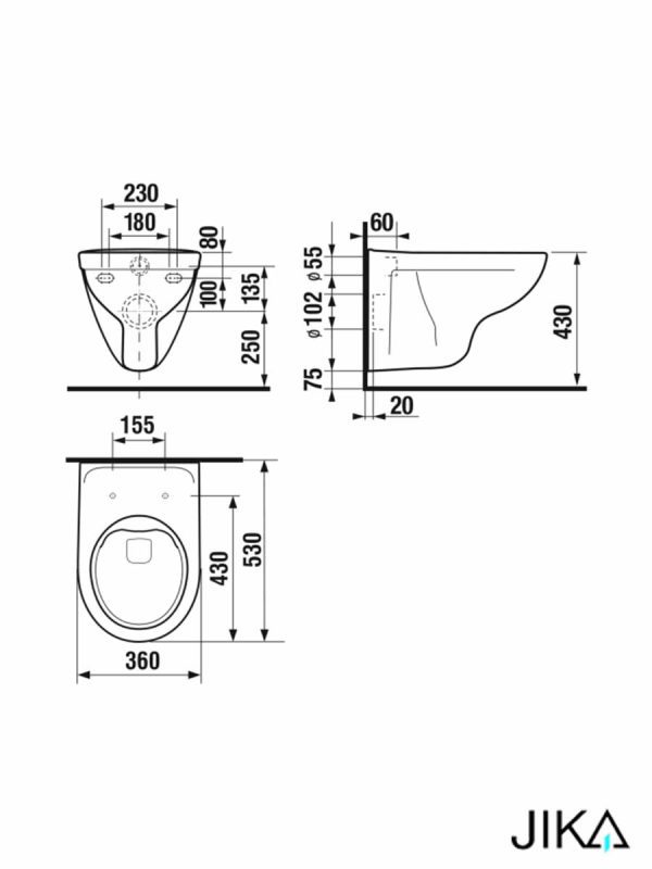 Wc šolja konzolna Jika Lyra plus 53 Rimless-2