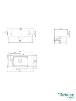 Lavabo City 50x25cm Turkuaz 1600U-2
