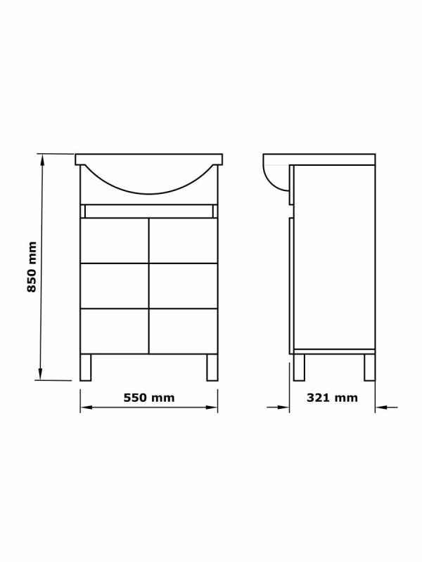 Lavabo sa ormarićem 55cm Neo K-Jo Quartz-2