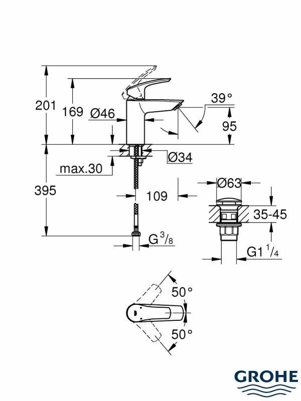 Baterija za lavabo S EuroSmart 23922003 -3