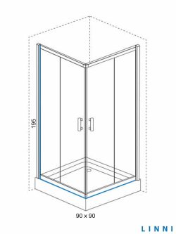 Tuš kabina Ideal Linni 90x90x195cm 6mm staklo-2