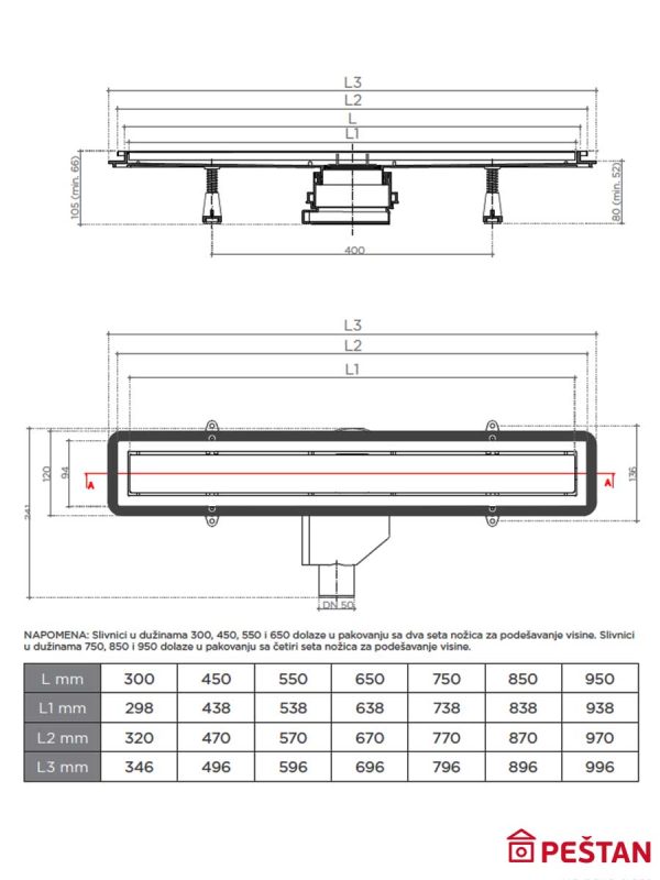 Tuš kanalica Confluo Premium Line 650 Peštan-3