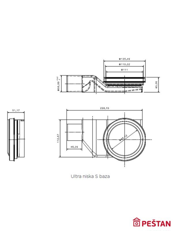 Tuš kanalica Frameless Line belo staklo 950 Peštan-5