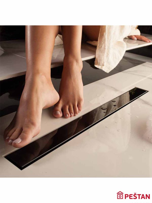 Tuš kanalica Frameless Line crno staklo 550 Peštan-6