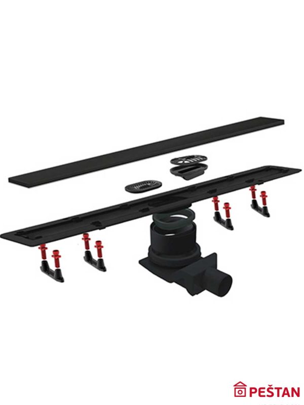 Tuš kanalica Frameless Line crno staklo 650 Peštan-5