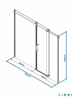 Tuš paravan-vrata 200x200 Elegance Linni 8mm-2