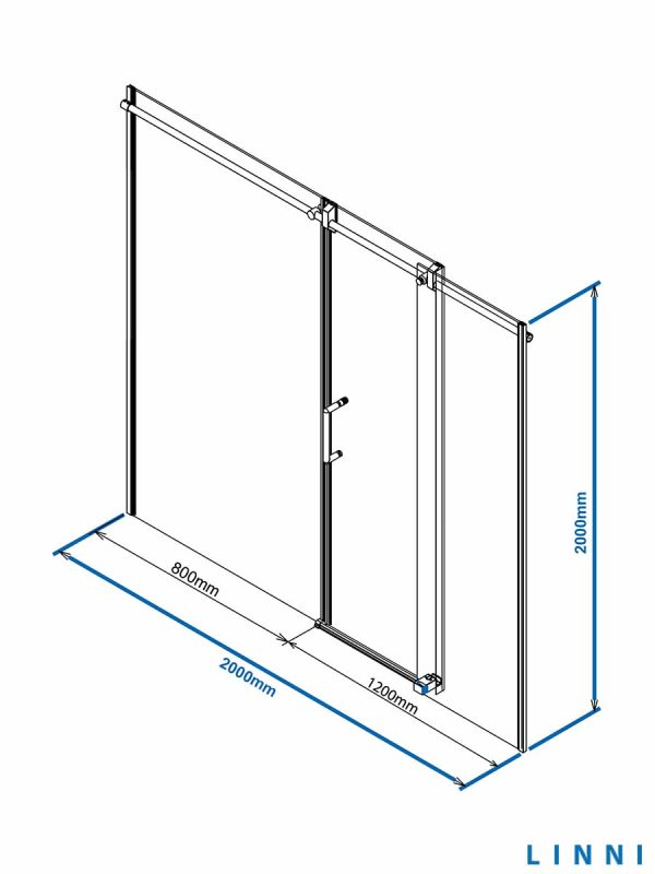 Tuš paravan-vrata 200x200 Elegance Linni 8mm-2