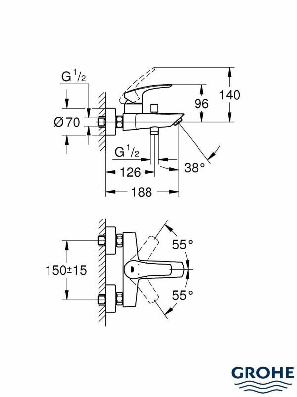 Baterija za kadu EuroSmart mat crna 333002433 -3