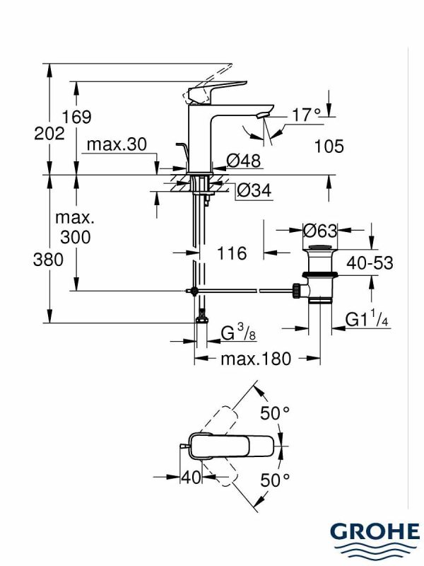 Baterija za lavabo M Cubeo mat crna 1017492430-2