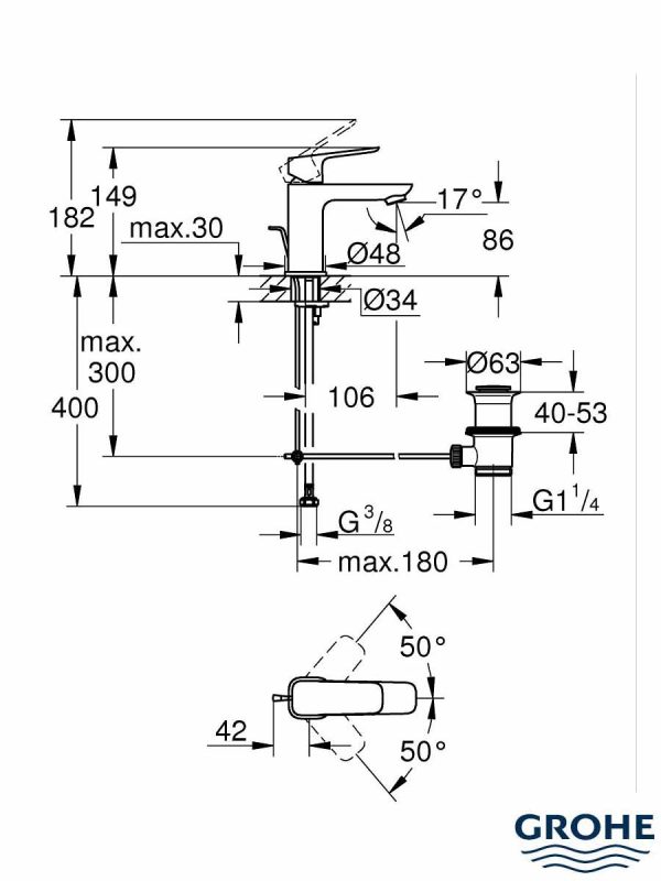 Baterija za lavabo S Cubeo mat crna 1016942430-4