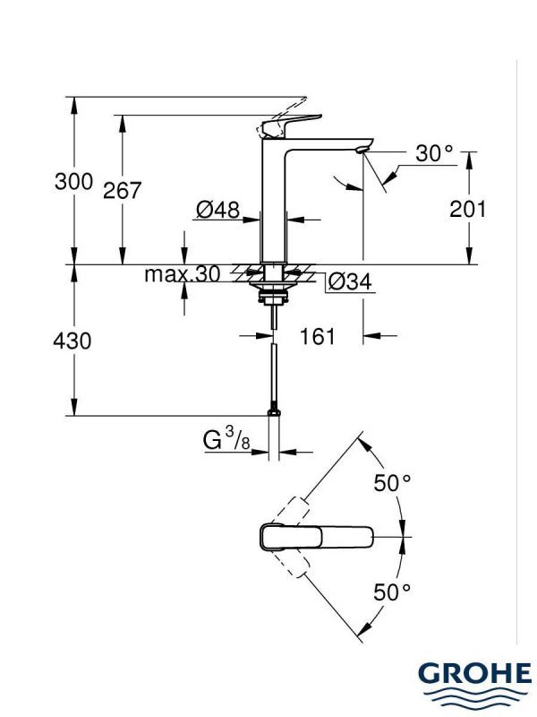 Baterija za lavabo XL Cubeo mat crna 1017292430-3