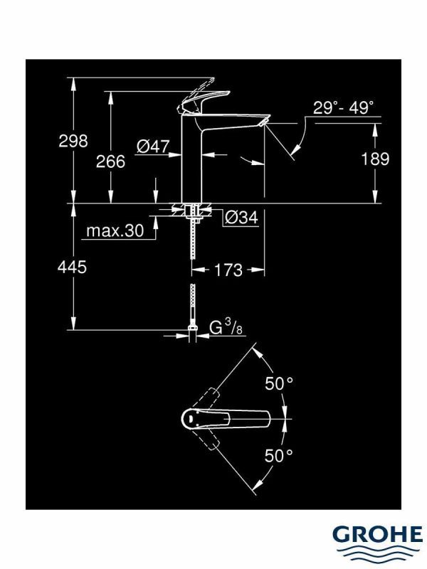 Baterija za lavabo xl EuroSmart crna mat 239712433-3