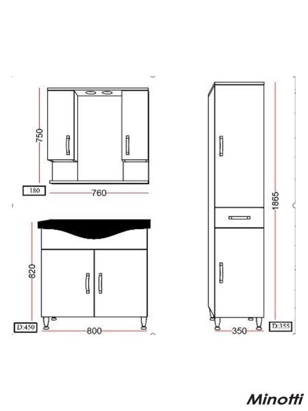 Lavabo sa ormarićem 80cm Uniline Moda-2