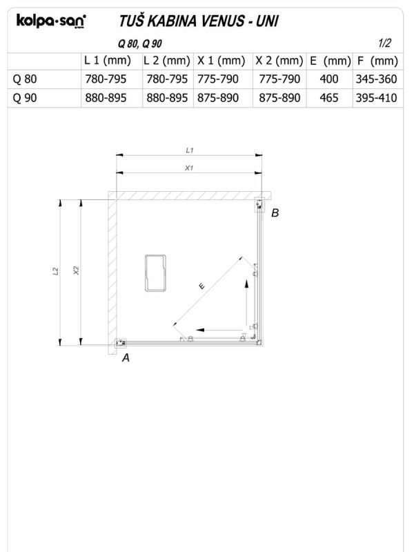 Tuš kabina KolpaSan Venus 80x80x200cm Crna 6mm-3