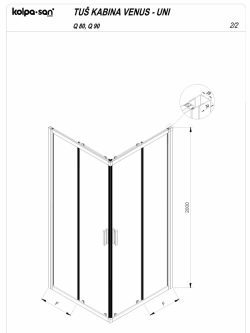Tuš kabina KolpaSan Venus 90x90x200cm Crna 6mm-2