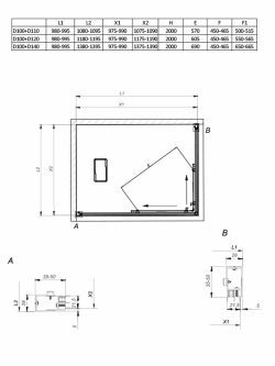 Tuš kabina Venus crna 100x120x200cm 6mm činčila-2