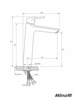 Baterija za lavabo visoka Minotti Prima 4112XL-2