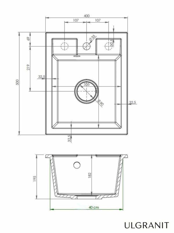Granitna sudopera Ulgranit 40x50cm Bež ULG400-3