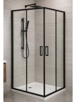 Tuš kabina Hidrosan Black srebrni ram 80x80 5mm
