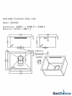 Inox sudopera HD5040R Zlatna komplet SanDonna-4