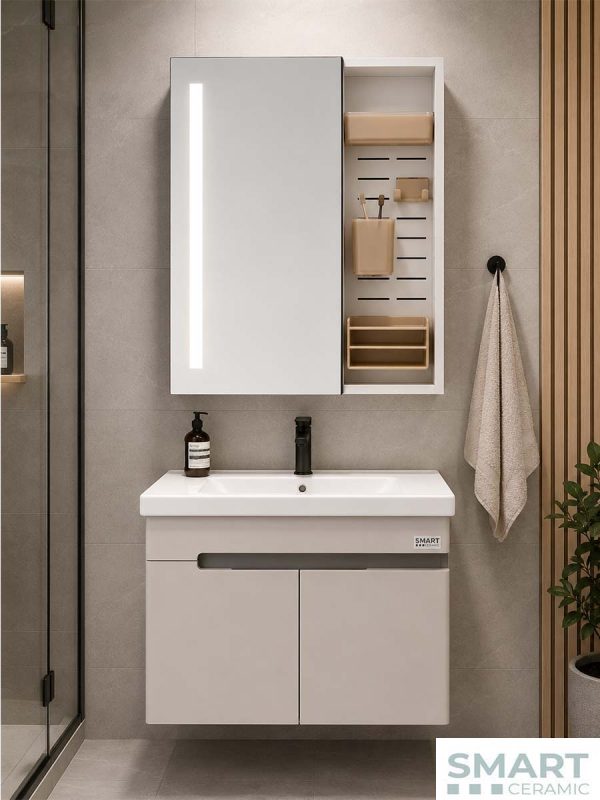 Led ogledalo sa ormarićem Mira 55cm PVC-2